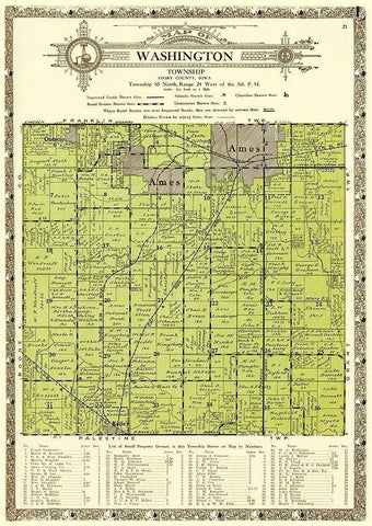Washington Iowa Landowner - Kenyon 1926 White Modern Wood Framed Art Print with Double Matting by Kenyon