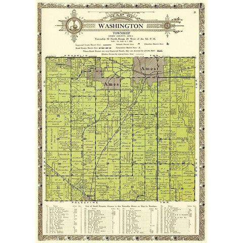 Washington Iowa Landowner - Kenyon 1926 Black Modern Wood Framed Art Print by Kenyon