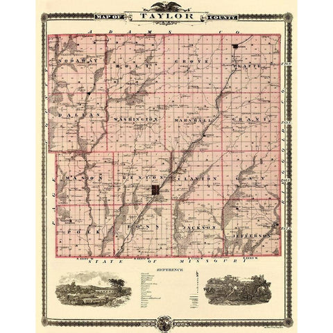 Taylor Iowa Landowner - Andreas 1875 Gold Ornate Wood Framed Art Print with Double Matting by Andreas