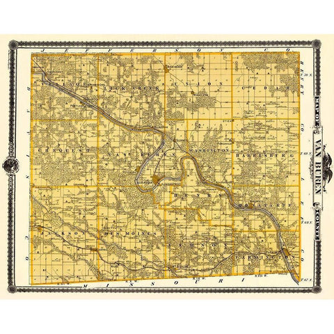 Van Buren Iowa Landowner - Andreas 1875 Gold Ornate Wood Framed Art Print with Double Matting by Andreas