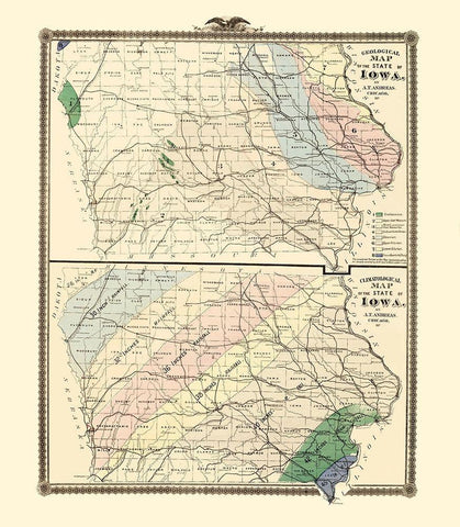 Iowa Geology, Climate - Andreas 1874 White Modern Wood Framed Art Print with Double Matting by Andreas