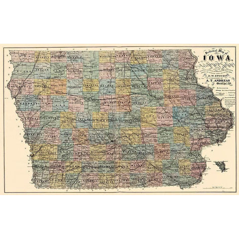 Iowa - Andreas 1875 White Modern Wood Framed Art Print by Andreas