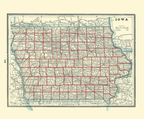 Iowa - Rathbun 1893 White Modern Wood Framed Art Print with Double Matting by Rathbun