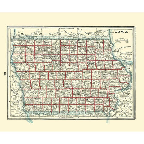 Iowa - Rathbun 1893 Gold Ornate Wood Framed Art Print with Double Matting by Rathbun