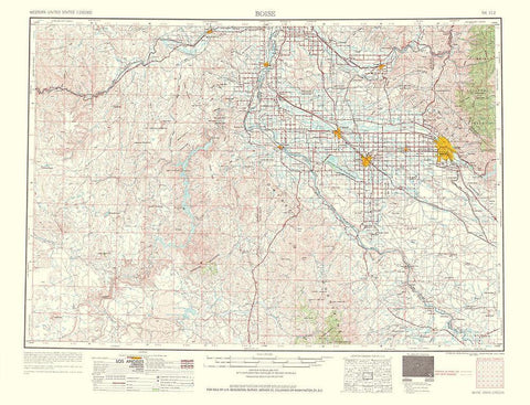 Boise Idaho Oregon Quad - USGS 1962 White Modern Wood Framed Art Print with Double Matting by USGS