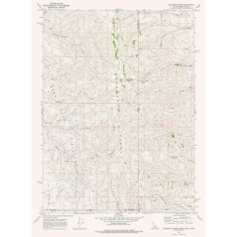 Boundary Ridge Idaho Quad - USGS 1970 Gold Ornate Wood Framed Art Print with Double Matting by USGS