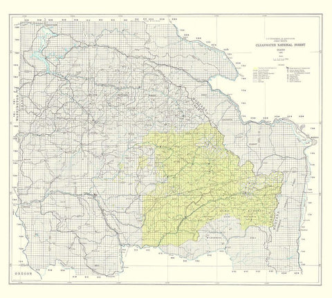 Clearwater National Forest Idaho - USDA 1961 Black Ornate Wood Framed Art Print with Double Matting by USDA