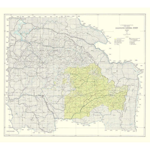 Clearwater National Forest Idaho - USDA 1961 Gold Ornate Wood Framed Art Print with Double Matting by USDA