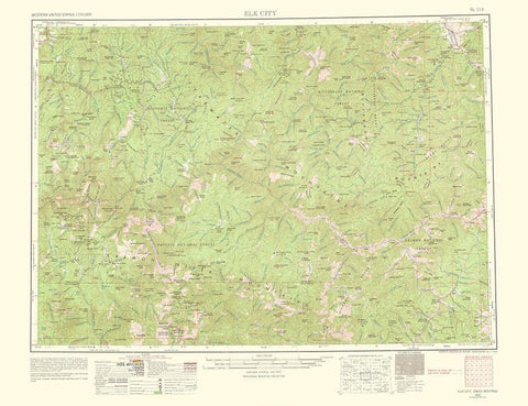 Elk City Idaho Montana Quad - USGS 1963 Black Ornate Wood Framed Art Print with Double Matting by USGS