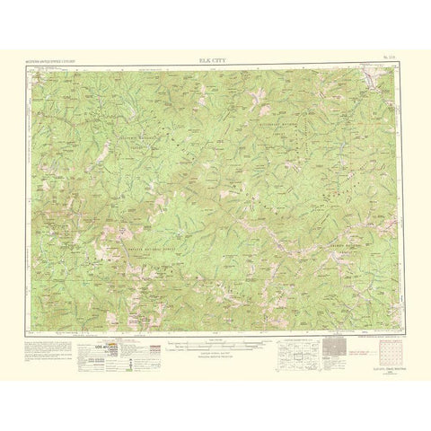 Elk City Idaho Montana Quad - USGS 1963 Gold Ornate Wood Framed Art Print with Double Matting by USGS