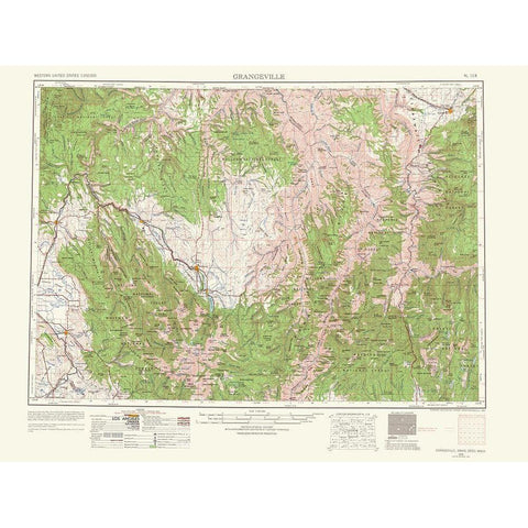 Grangeville Idaho Washington Oregon Quad White Modern Wood Framed Art Print by USGS