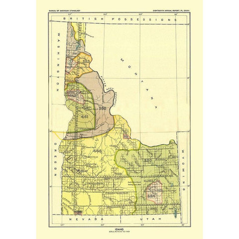 Idaho - Hoen 1896 White Modern Wood Framed Art Print by Hoen