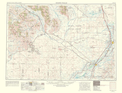 Idaho Falls Idaho Quad - USGS 1963 Black Ornate Wood Framed Art Print with Double Matting by USGS