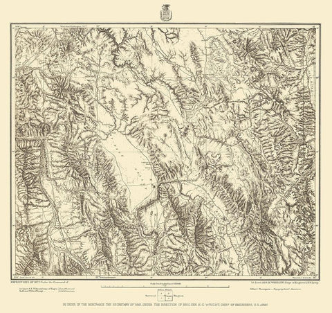 Southeastern Idaho - US Army 1877 Black Ornate Wood Framed Art Print with Double Matting by US Army