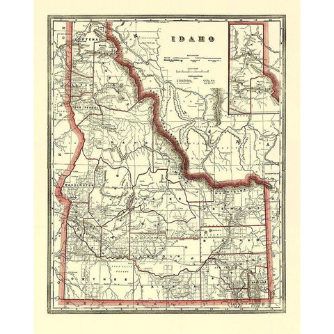 Idaho - Franklin 1896 White Modern Wood Framed Art Print by Franklin