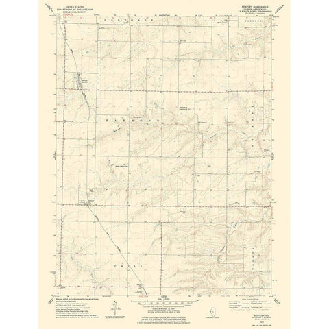 Bently Illinois Quad - USGS 1974 Gold Ornate Wood Framed Art Print with Double Matting by USGS