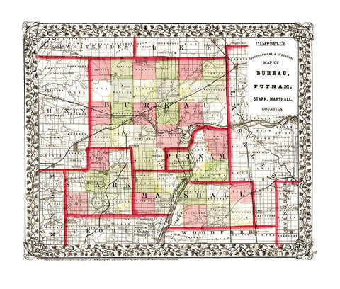 Bureau Putnam Stark Marshall Illinois White Modern Wood Framed Art Print with Double Matting by Campbell