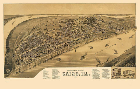 Cairo Illinois - Wellge 1888 White Modern Wood Framed Art Print with Double Matting by Wellge