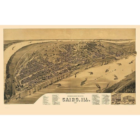 Cairo Illinois - Wellge 1888 Black Modern Wood Framed Art Print by Wellge