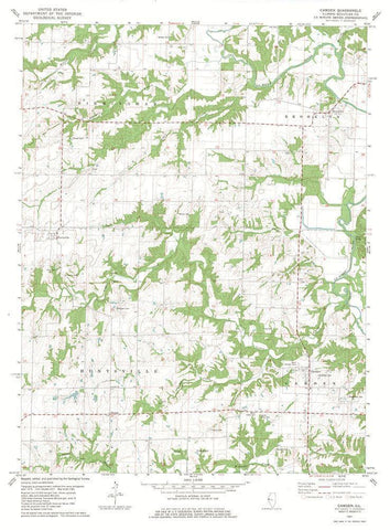 Camden Illinois Quad - USGS 1981 White Modern Wood Framed Art Print with Double Matting by USGS