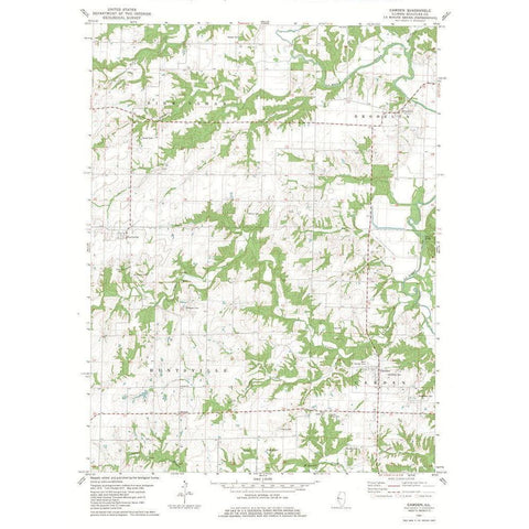 Camden Illinois Quad - USGS 1981 White Modern Wood Framed Art Print by USGS