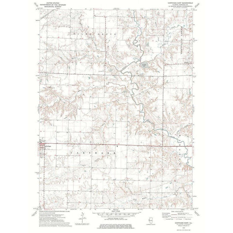 East Carthage Illinois Quad - USGS 1974 Black Modern Wood Framed Art Print with Double Matting by USGS