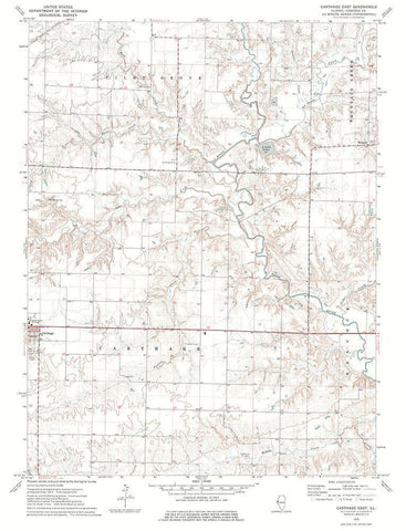 East Carthage Illinois Quad - USGS 1974 White Modern Wood Framed Art Print with Double Matting by USGS