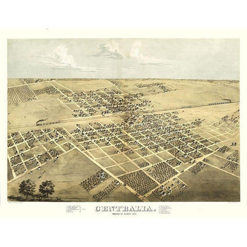 Centralia Illinois - Ruger 1867 Gold Ornate Wood Framed Art Print with Double Matting by Ruger