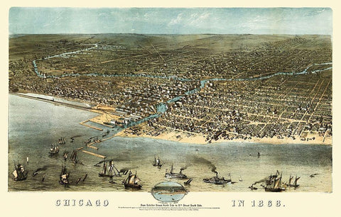 Chicago Illinois - Ruger 1868 White Modern Wood Framed Art Print with Double Matting by Ruger