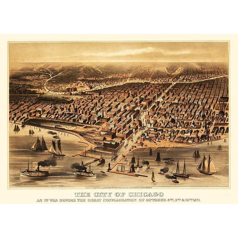 Chicago Illinois - Flint 1872 Black Modern Wood Framed Art Print by Flint