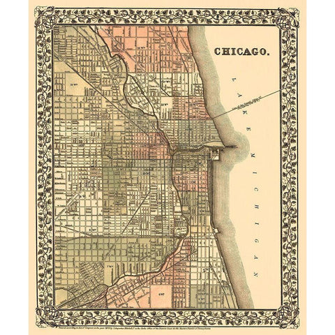 Chicago Illinois - Mitchell 1870 Gold Ornate Wood Framed Art Print with Double Matting by Mitchell