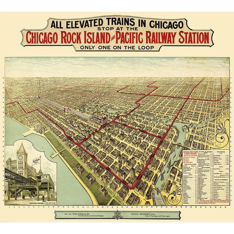 Chicago Rock Island Pacific Railway Illinois Gold Ornate Wood Framed Art Print with Double Matting by Poole