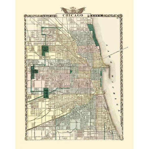 Chicago Illinois - Warner 1870 Black Modern Wood Framed Art Print with Double Matting by Warner