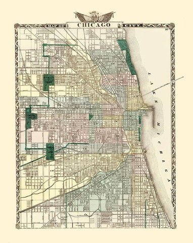 Chicago Illinois - Warner 1870 White Modern Wood Framed Art Print with Double Matting by Warner