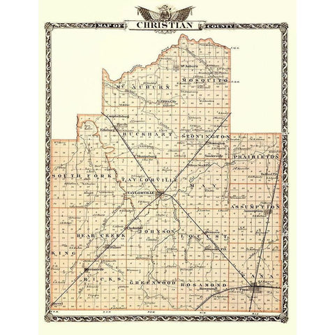 Christian Illinois - Warner 1876 Black Modern Wood Framed Art Print with Double Matting by Warner