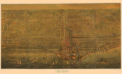 Chicago Illinois - Braunhold 1857 Black Ornate Wood Framed Art Print with Double Matting by Braunhold