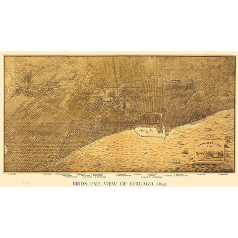 Chicago Illinois - Roy 1892 Gold Ornate Wood Framed Art Print with Double Matting by Roy