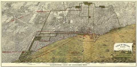Chicago Illinois - Roy 1893 Black Ornate Wood Framed Art Print with Double Matting by Roy