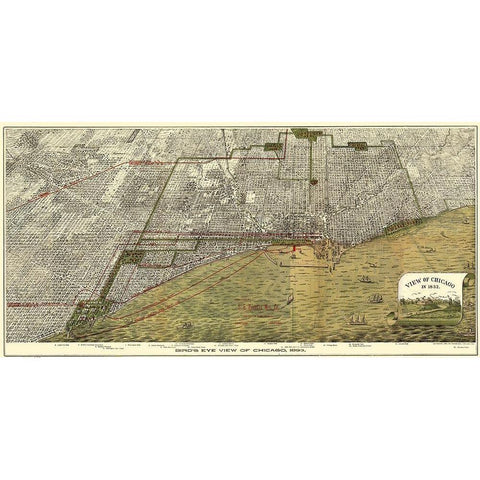 Chicago Illinois - Roy 1893 Gold Ornate Wood Framed Art Print with Double Matting by Roy