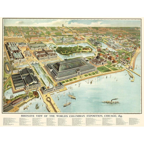 Columbian Exposition Chicago Illinois White Modern Wood Framed Art Print by Rand McNally