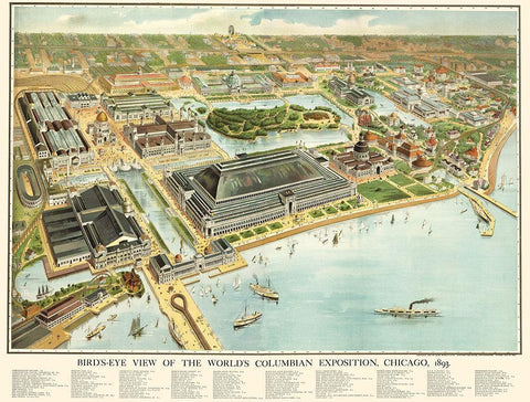 Columbian Exposition Chicago Illinois White Modern Wood Framed Art Print with Double Matting by Rand McNally
