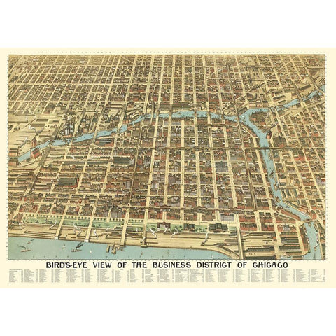 Chicago Illinois - Poole 1898 White Modern Wood Framed Art Print by Poole