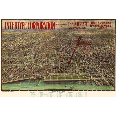 Chicago Illinois - Aeroview 1916 Gold Ornate Wood Framed Art Print with Double Matting by Aeroview