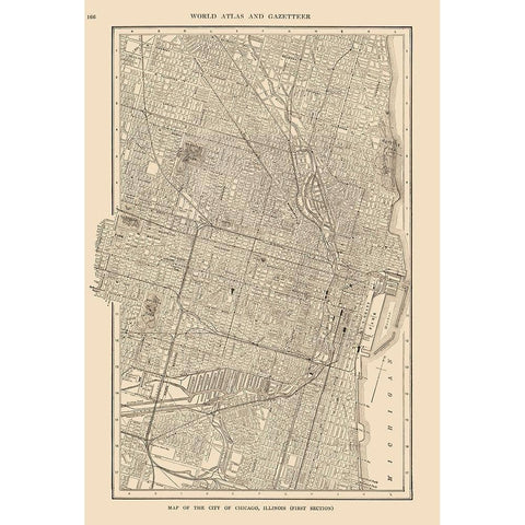 Chicago  Illinois - Reynold 1921 Black Modern Wood Framed Art Print with Double Matting by Reynold