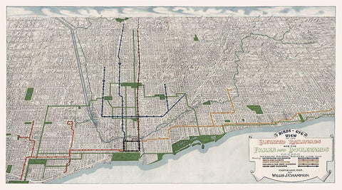 Chicago Elevated Railroad Illinois - Champion 1908  White Modern Wood Framed Art Print with Double Matting by Champion