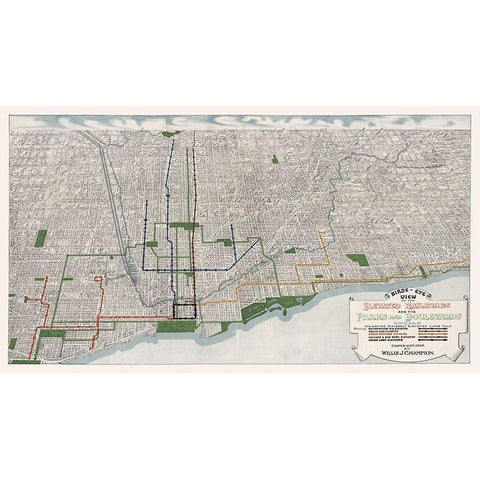 Chicago Elevated Railroad Illinois - Champion 1908  Black Modern Wood Framed Art Print by Champion