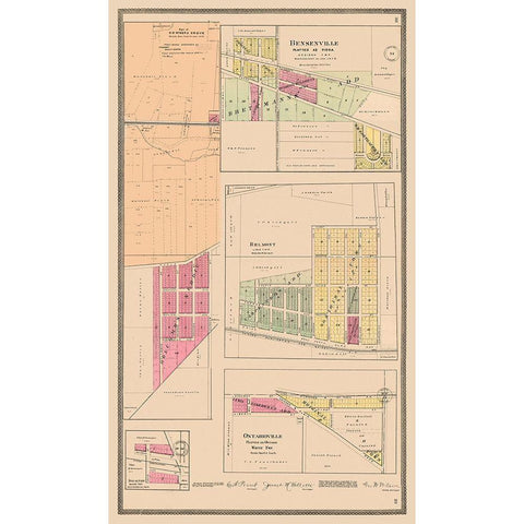 Downers Grove Tioga Belmont Ontarioville Illinois Black Modern Wood Framed Art Print by Middle - West Publishing Co.