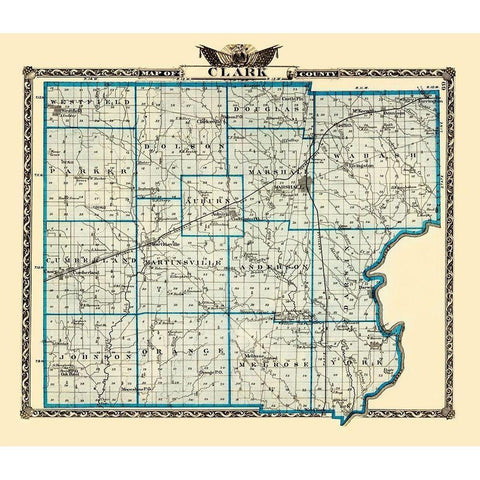Clark Illinois Landowner - Warner 1870 Gold Ornate Wood Framed Art Print with Double Matting by Warner