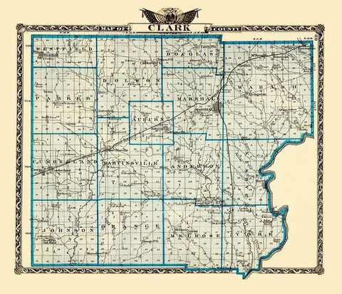 Clark Illinois Landowner - Warner 1870 Black Ornate Wood Framed Art Print with Double Matting by Warner