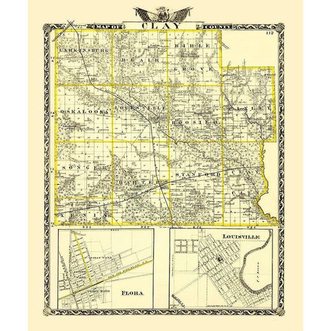 Clay Illinois Landowner - Warner 1870 Black Modern Wood Framed Art Print with Double Matting by Warner